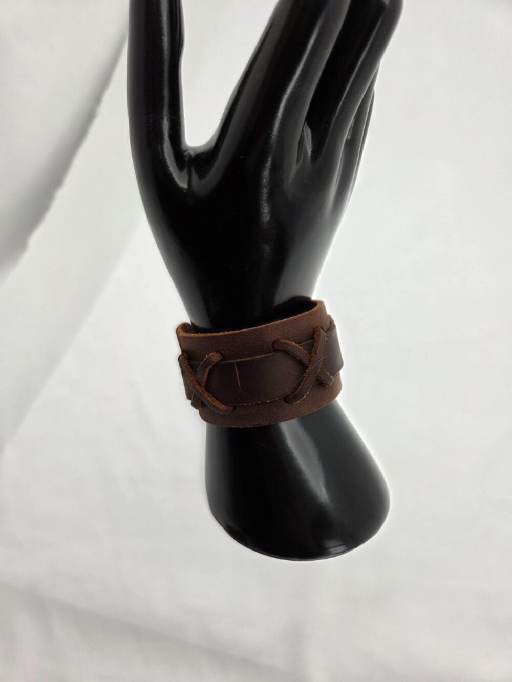 Vintage Biker Chic Leather & Suede Cuff Bracelet Duo - Studded & Buckled - Picture 5 of 7